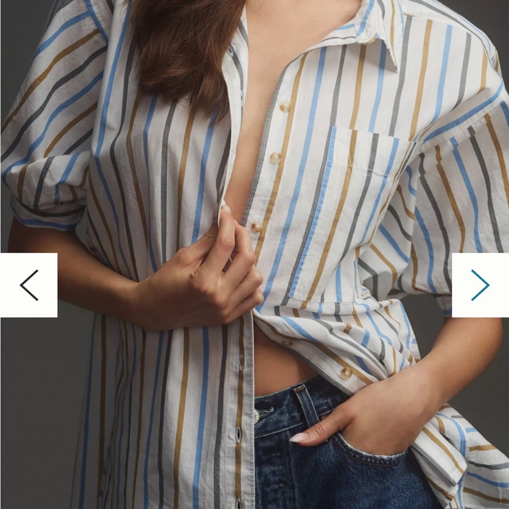 Anthropologie Multicolor Striped Button-Down Shirt